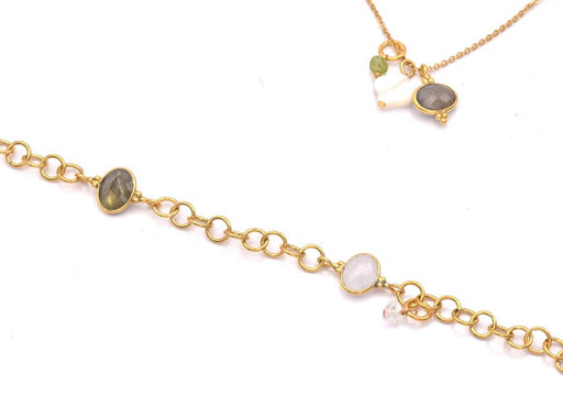 Kaufen Sie Perlen in der Schweiz Verbindungsstück Labradorit Set mit Silber 925 vergoldet 8x6mm (1)