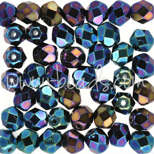Kaufen Sie Perlen in der Schweiz Glasschliffperlen iris blue 6mm (50)