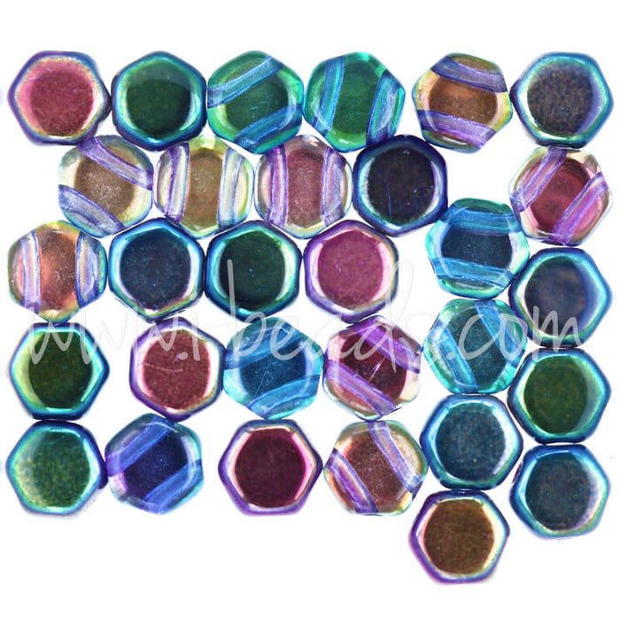 Honeycomb Perlen 6mm magic blue pink (30)