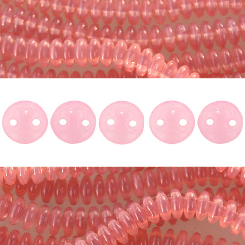 Kaufen Sie Perlen in der Schweiz 2 Loch Perlen CzechMates lentil milky pink 6mm (50)