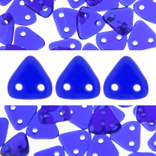 Perles 2 trous CzechMates triangle cobalt 6mm (10g)