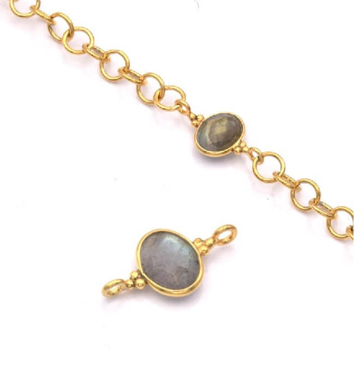 Kaufen Sie Perlen in der Schweiz Verbindungsstück Labradorit Set mit Silber 925 vergoldet 8x6mm (1)