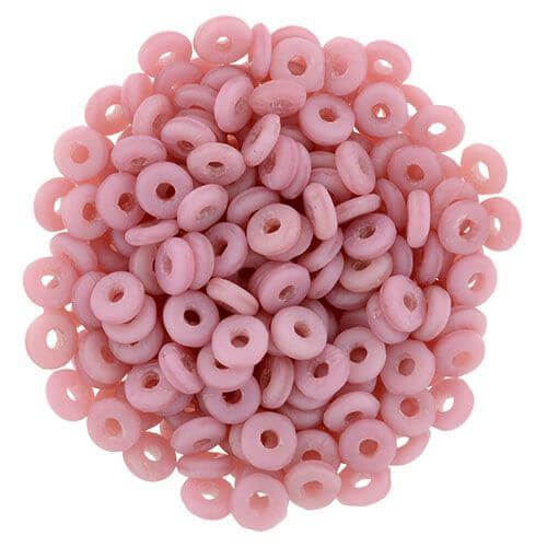 O beads 1x3.8mm matte Coral Pink heishi (5g)