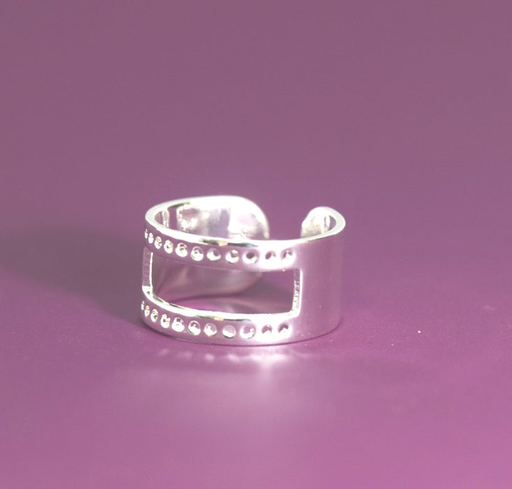 Bague ajustable couleur plaqué argent 15 mm diametre