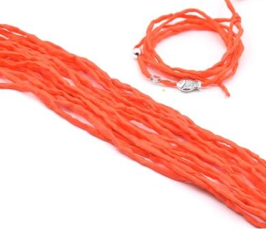 Achat Cordon de soie naturelle teinture main ORANGE 2mm (1m)