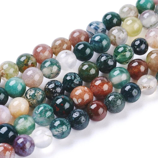 Kaufen Sie Perlen in der Schweiz Natürliche indische Achatperlen, rund, dunkelgrün- 6mmx1-32pces / Strang - 19cm (1 Strang)