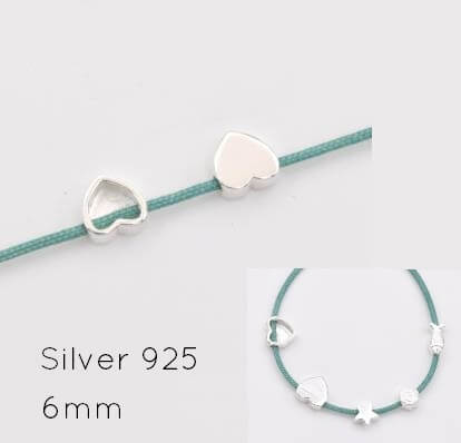 Kaufen Sie Perlen in der Schweiz 925 Silber Herz Perlen - 6mm Loch: 0.8mm (1)