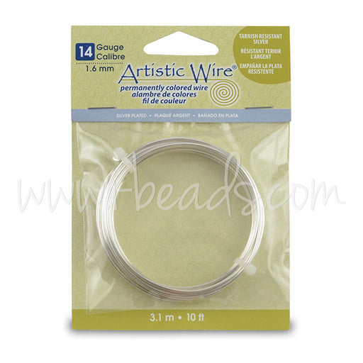 Kaufen Sie Perlen in der Schweiz Artistic Wire 14 Gauge 1,6mm Stärke versilbert mit Anlaufschutz 3m (1)