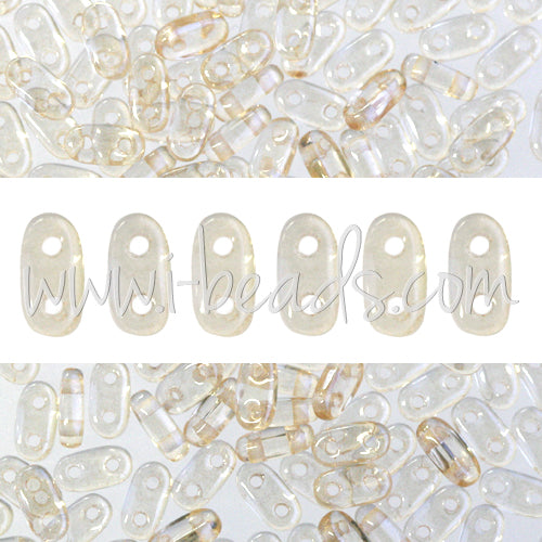 Perles 2 trous CzechMates Bar 2x6mm Luster Transparent Champagne (10g)