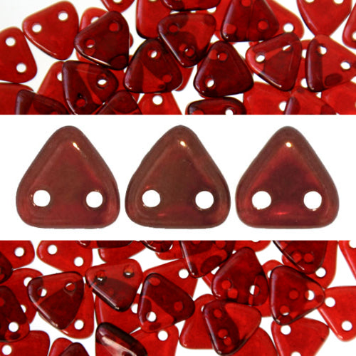 Kaufen Sie Perlen in der Schweiz 2 Loch Perlen CzechMates triangle silversheen ruby 6mm (10g)