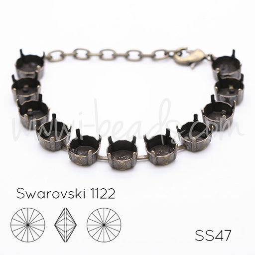 Kaufen Sie Perlen in der Schweiz Armbandfassung für 12 Swarovski 1122 Rivoli SS47 Messing (1)