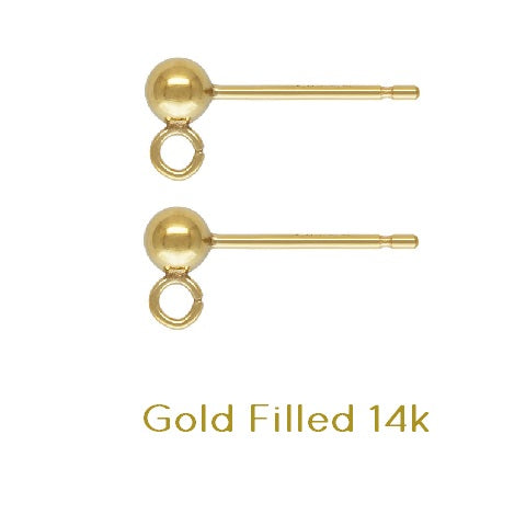 Kaufen Sie Perlen in der Schweiz Ohrstecker mit 3mm Kugel und Öse gold filled (2)