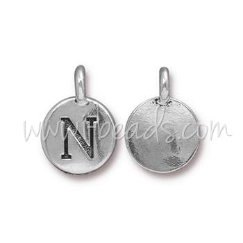 Achat Pendentif charm lettre N Argenté vieilli 11mm (1)