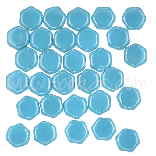 Kaufen Sie Perlen in der Schweiz Honeycomb Perlen 6mm blue turquoise shimmer (30)