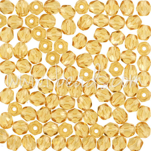 Perles facettes de bohème medium topaz 4mm (100)