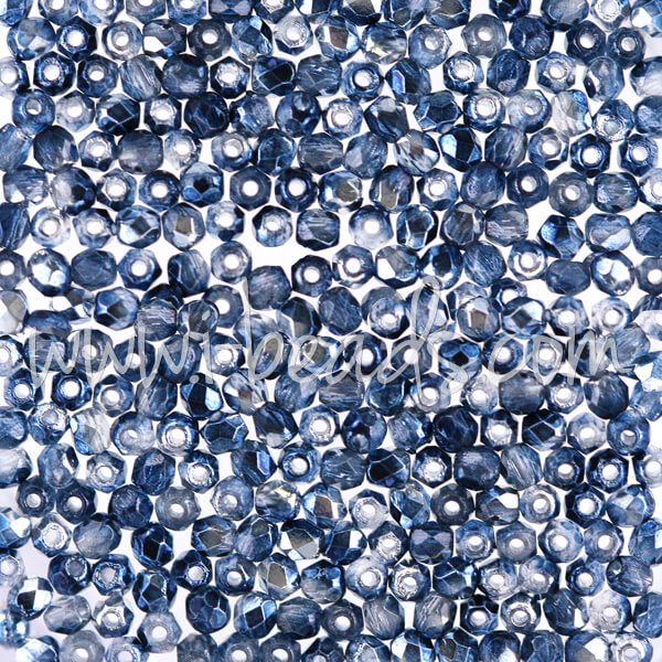 Perles facettes de boheme mirror denim 2mm (50)