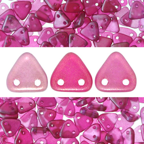 Perles 2 trous CzechMates triangle halo madder rose 6mm (10g)