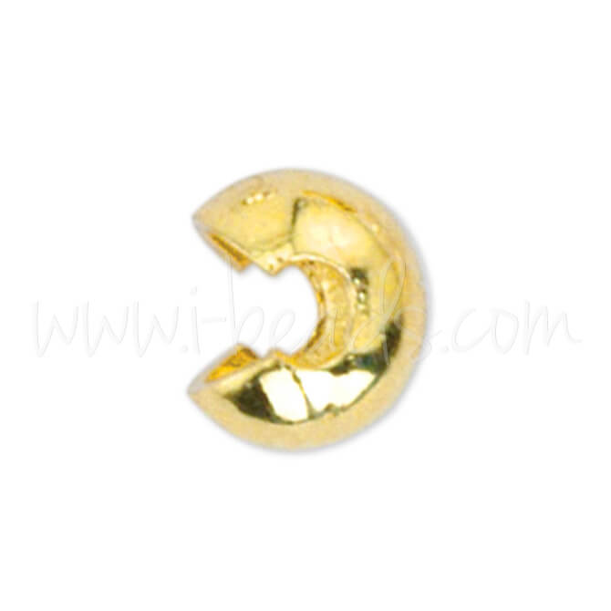 20 caches perles a écraser métal doré 3mm (1)