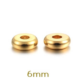 Achat Séparateurs perles heishi en acier inoxydable doré OR, plat rond, 6mm, Trou: 1.8mm (10)