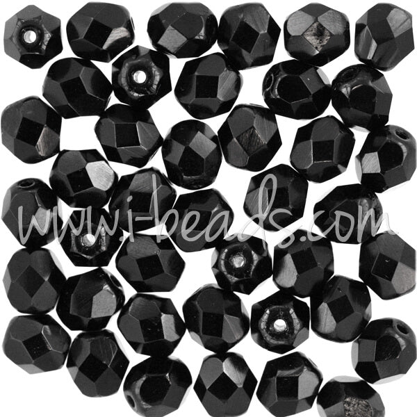 Perles facettes de bohème jet 6mm (50)