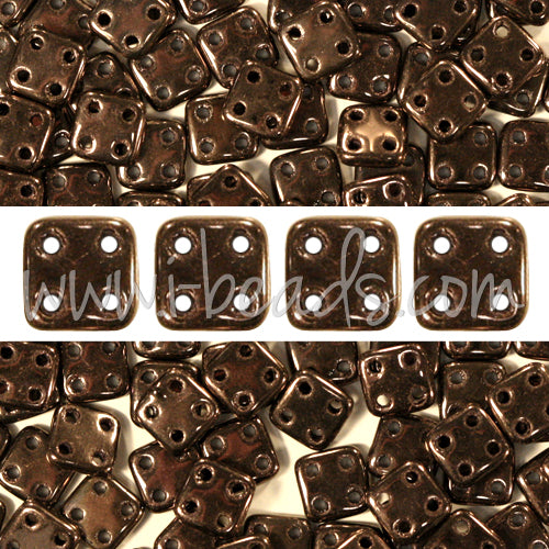 Kaufen Sie Perlen in der Schweiz 4 Loch Perlen CzechMates QuadraTile 6mm Dark Bronze (10g)