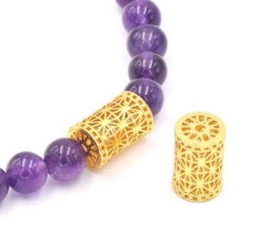 Kaufen Sie Perlen in der Schweiz Säulenrohr Kafig aus vergoldeten Messingperlen 18x12mm - Loch: 2mm (1)