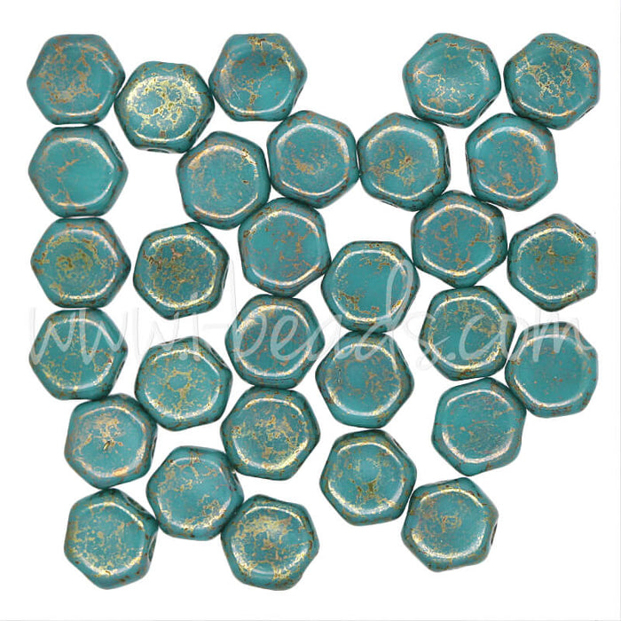 Honeycomb Perlen 6mm green turquoise luminous (30)