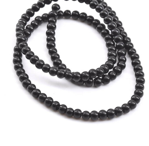 Kaufen Sie Perlen in der Schweiz Schwarzer Onyx runder perlenstrang 3 mm -38cm - 135 perlen (1 strang)