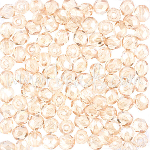 Kaufen Sie Perlen in der Schweiz Glasschliffperlen luster transparent champagne 4mm (100)