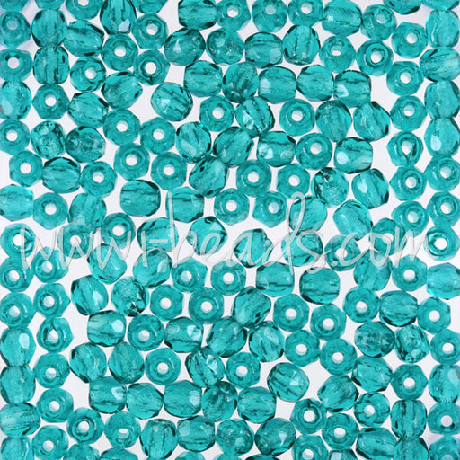 Perles facettes de boheme teal 3mm (50)