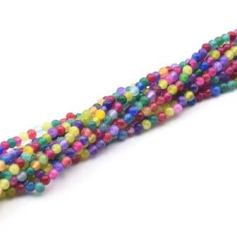 Jade naturel Perles Rondes multi colors bonbon 3mm sur fil 140 perles trou:0.5mm(1 fil)