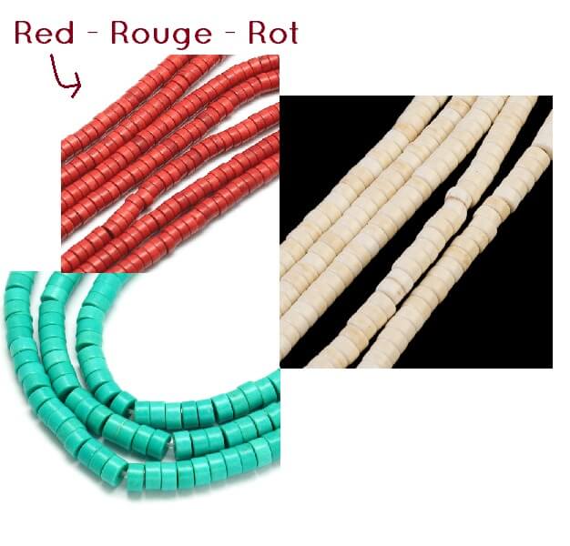 Perles Heishi Rouge brique turquoise reconstituée 4x2mm 39cm (vendu par 1 rang)