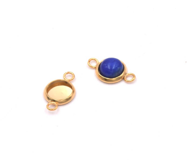 Verbinder Edelstahl golden cabochon 6mm (2)