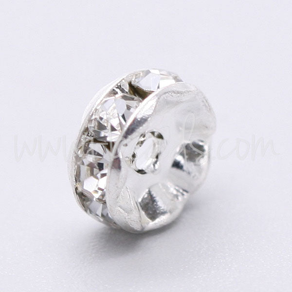 Strass rondell crystal aus silberfarbenem metall 8mm (2)