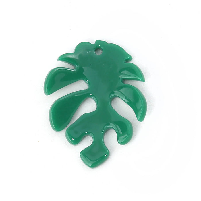 Pendentif feuille verte Philodendron Monstera en résine 30mm (1)