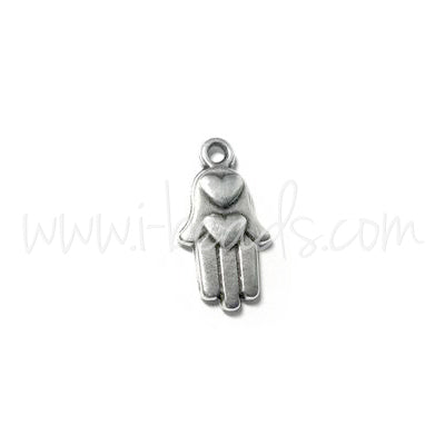 Kaufen Sie Perlen in der Schweiz Hamsa Hand Charm Silber-plattiert 8x13mm (1)