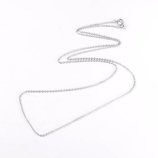 Kaufen Sie Perlen in der Schweiz Halskette mit Verschluss STAHL Farbe Platin-Edelstahl -70cm -2x1.5x0.3mm. (1)