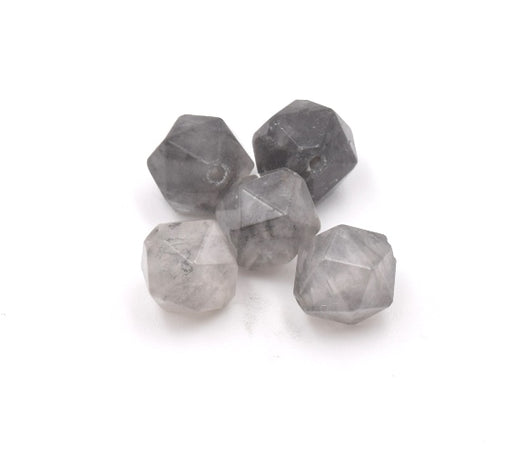 Kaufen Sie Perlen in der Schweiz Vieleck, facettiert,Natürliche Quarzperlen, grau, 10x9 mm, Loch: 1 mm-(3 stuck)