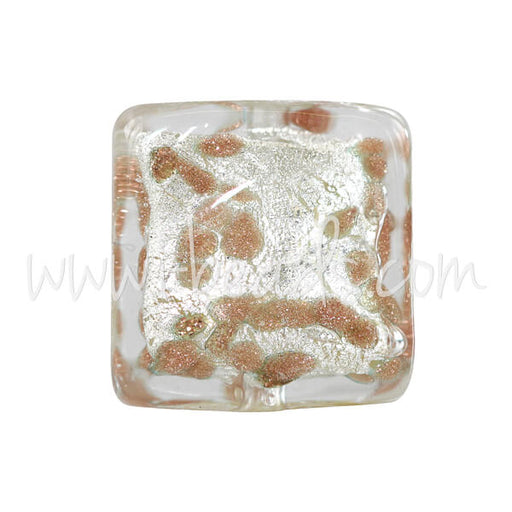 Kaufen Sie Perlen in der Schweiz Murano Glasperle Quadrat Gold und Silber 10mm (1)