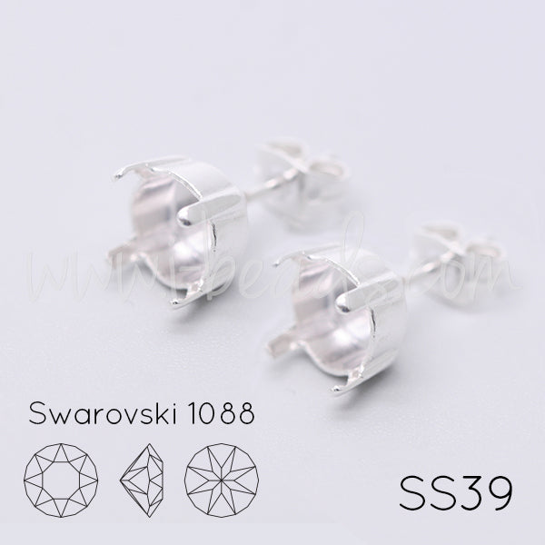 Ohrsteckerfassung für Swarovski 1088 SS39 silber-plattiert (2)