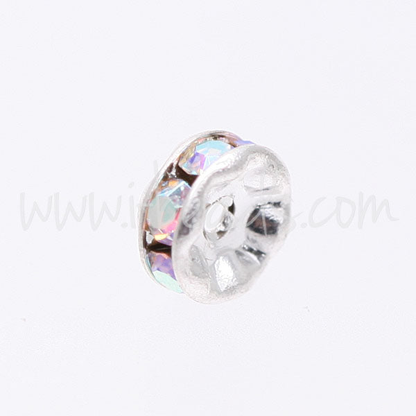 Rondelle strass cristal ab sur métal couleur argenté 6mm (2)
