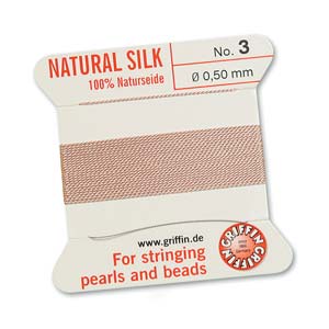 Perlenschnur aus natürlicher seide PINK 0.50mmx2mm (1)