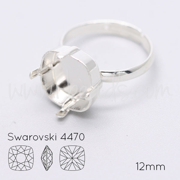 Verstellbare Ringfassung für Swarovski 4470 12mm silber-plattiert (1)