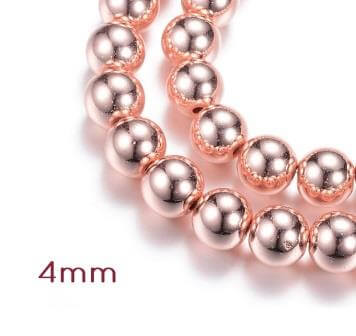 Kaufen Sie Perlen in der Schweiz Rekonstituierte Hämatitperlen, ROSEgoldet, 4 mm - 1 strang - 92 Perlen (1 strang)