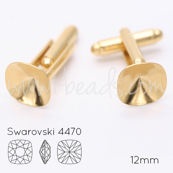 Serti bouton de manchette pour Swarovski 4470 12mm doré (2)