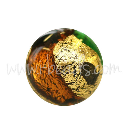 Perle de Murano ronde mix multicolore et or 10mm (1)