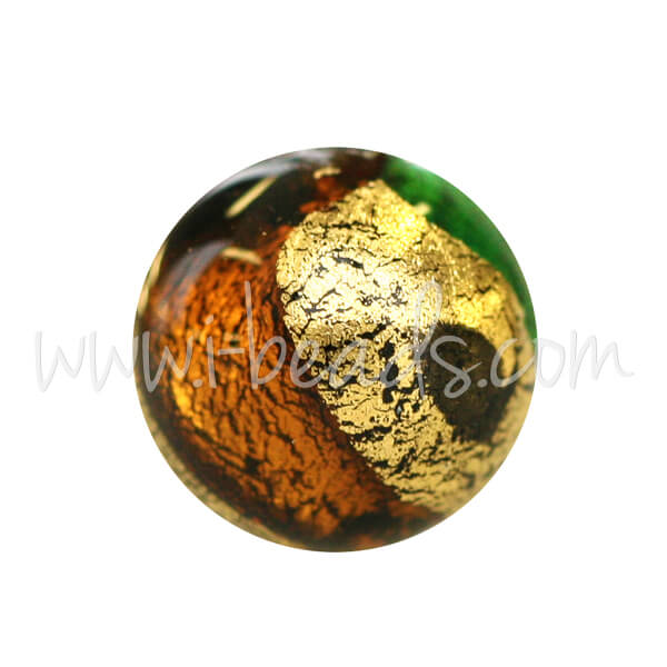 Murano Glasperle Rund Bunt und Gold 10mm (1)