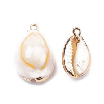 Kaufen Sie Perlen in der Schweiz Kauri Schale Set Goldmessing 20-30mm (Verkauf:1 stuck)