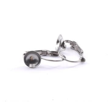 Kaufen Sie Perlen in der Schweiz Edelstahl-Ohrhakenohrring -19x8mm für Swarovski pearls 5818 8-10mm (4)