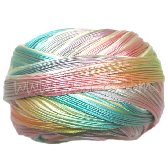 Ruban de soie Shibori ecru borealis (10cm)